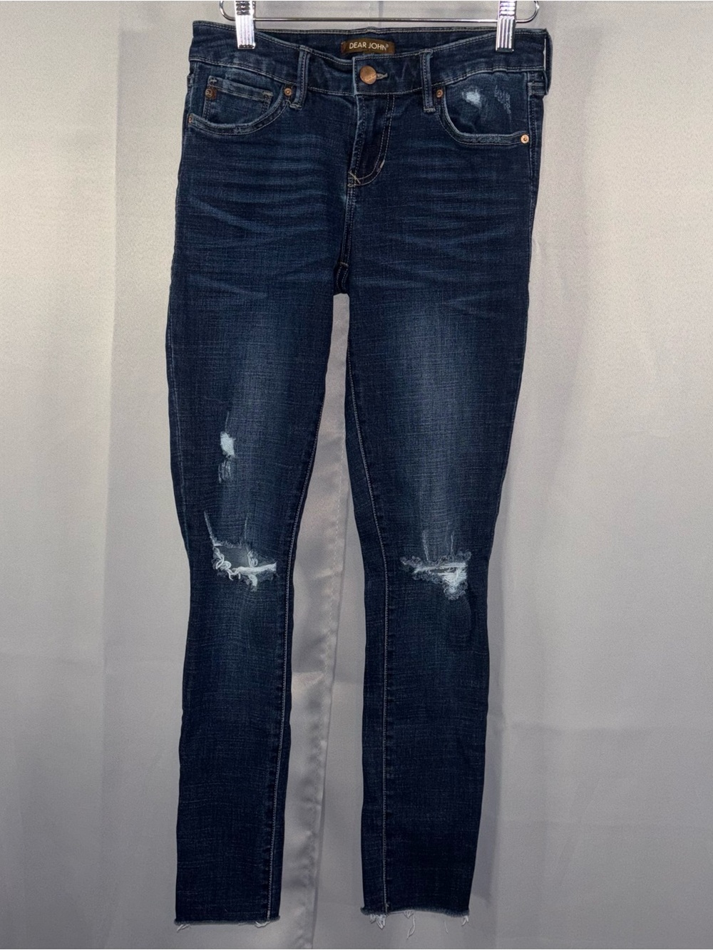 Dear John Joyrich Comfort Skinny Jeans Size 25 Romi Distressed Raw Hem 27"